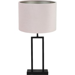 Tafellamp Shiva/Velours - Zwart/Licht roze - Ø30x62cm