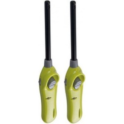 Set van 2x stuks BBQ aanstekers navulbaar lime groen 26 cm - Aansteker bbq