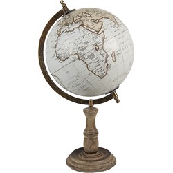 Clayre & Eef Wereldbol  22x37 cm Bruin Wit Hout Ijzer Globe