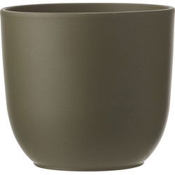 Mica Decorations Bloempot - groen - mat - keramiek - 17 x 16 cm - Plantenpotten