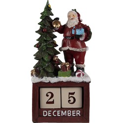 Clayre & Eef Beeld Kerstman 16x10x34 cm Rood Groen Kunststof Kerstdecoratie