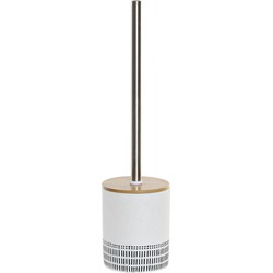 Items Toiletborstel - wit met zwart - dolomiet - 39 cm - Toiletborstels