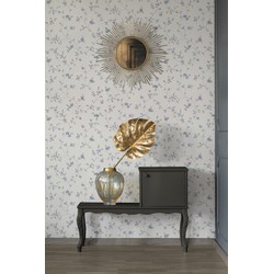 Livingwalls behang bloemmotief crème, grijs en blauw - 53 cm x 10,05 m - AS-390713