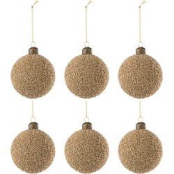 J-line - Doos Van 6 Kerstbal Parels Glas Goud Small - 8x8x8cm