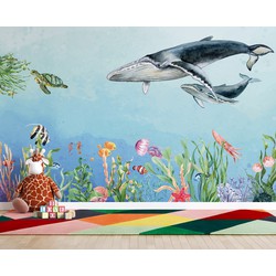 Kinderkamer behang Diep in de zee 420 cm breed x 260 cm hoog - Walloha