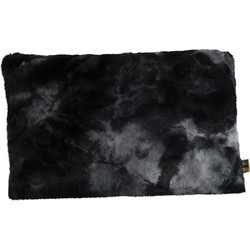 PTMD Linde Black faux fur cushion rectangle