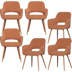 WOOOD eetkamerstoelen Jenny - Polyester - Salmon - Set van 6