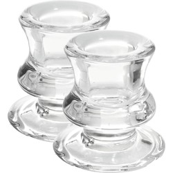 Kandelaar/kaarsenhouder dinerkaarsen - 2x - 6 cm - Glas - Transparant - kaars kandelaars