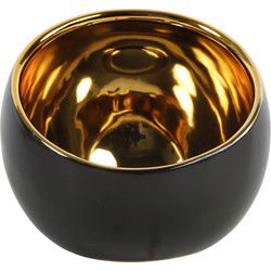 Countryfield theelichthouder/kaarsenhouder - zwart/goud - H13.5 cm - Waxinelichtjeshouders