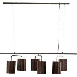 Light & Living - Hanglamp 6L 160x50x25 cm EDISA velvet donker bruin+mat zwart