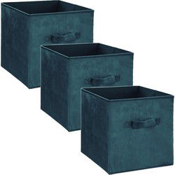5Five Opbergmand/kastmand - 3x - petrol groen - 29L - 31 x 31 x 31 cm - Opbergmanden