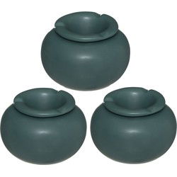 Atmosphera Terras stormasbak - 3x - keramiek - donkergroen - 13 x 9 cm - Asbakken