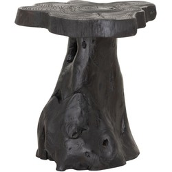 MUST Living Stool Mushroom Black,45xØ40 cm, black teakwood roots