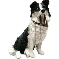 Polystone tuinbeeld Border collie hondje 18 cm - Beeldjes