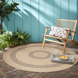 SUMMIT INDOOR & OUTDOOR ROND ZWART / BEIGE VLOERKLEED