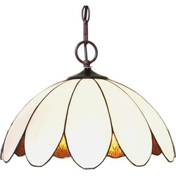 LumiLamp Hanglamp Tiffany  Ø 46x138 cm  Wit Metaal Glas Hanglamp Eettafel