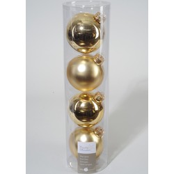 3 stuks - 4 kerstballen licht goud glans-mat 100 mm