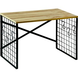 Kesper Keuken aanrecht etagere - 1 niveau - hout/metaal - opzet rekje/organizer - 52 x 32 x 36 cm - Keukenhulphouders