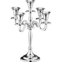 Luxe kandelaar - klassiek zilver - 27 cm - metaal - 5 armen - kaarshouder dinerkaarsen - kaars kandelaars