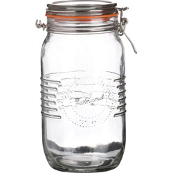 Urban Living Voorraadpot/bewaarpot - 1.5L - glas - met beugelsluiting - D14 x H22 cm - Voorraadpot