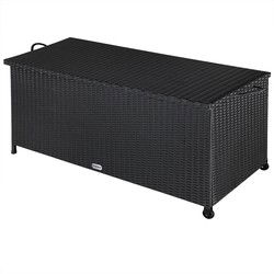 Polyrattan Kussenbox Zwart 122x56x61cm met Wielen