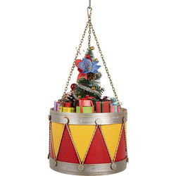 Clayre & Eef Decoratie Beeld Trommel Geel Rood Metaal