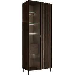 Meubella - Vitrinekast Paz - Donkerbruin eiken - 73 cm