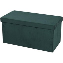 Hocker bank - poef XXL - opbergbox - smaragd groen - polyester/mdf - 76 x 38 x 38 cm - Poefs