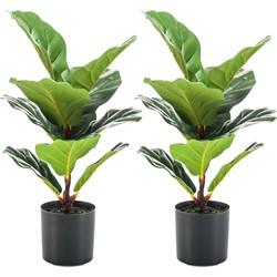 Set van 2x stuks groene kunstplanten ficus Lyrata 55 cm - Kunstplanten