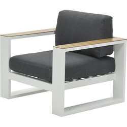 Cube lounge fauteuil mat wit/ reflex bl/ teak look - Garden Impressions