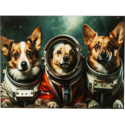 Glasschilderij Astronauts Dogs 80x60cm