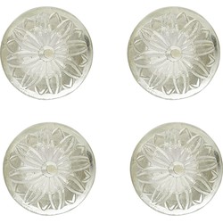 Clayre & Eef Deurknop Set van 4  Ø 4 cm Transparant Glas Rond Bloem Meubelknop