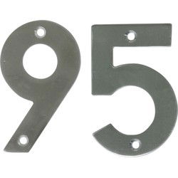 AMIG Huisnummer 95 - massief Inox RVS - 10cm - incl. bijpassende schroeven - zilver - Huisnummers