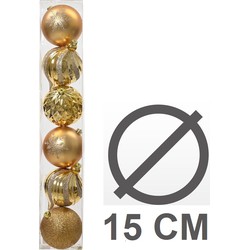 Kerstbal plc d15 cm licht goud 6st kerst