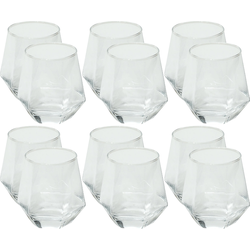 OTIX Waterglazen - Set van 12 - 300ml - Diamant vorm - Transparant - Glas