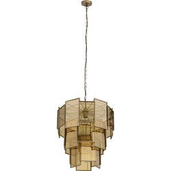 PTMD Loucas Brass Lustre Glass Hanging Lamp Layers L