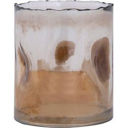 PTMD Windlicht Alyson - 12x12x15 cm - Glas - Bruin
