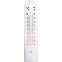 Binnen/buiten thermometer wit kunststof 5 x 20 cm - Buitenthermometers