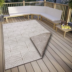 Binnen- En Buitenkleed Omkeerbaar - Pangli Japandi Taupe - 80 X 150 CM