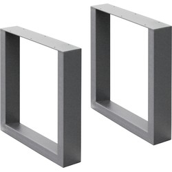 Set van 2 tafelpoten grijs, 40x43 cm, gepoedercoat staal