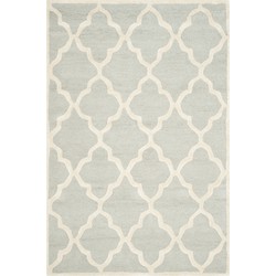 Safavieh Modern Indoor Hand Tufted Area Rug, Cambridge Collection, CAM312, in Light Grey & Ivory, 122 X 183 cm