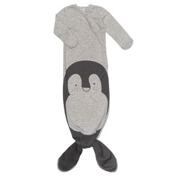 Snoozebaby Snoozebaby Slaapzak & Pakje in 1 Grey Melange Pinguin - 3-6 mnd