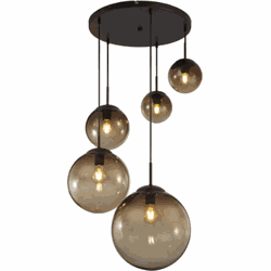 Hanglamp 5-lichts | E27 | Amberkleurig glas | Varas | Vide | Hal | Woonkamer | Eetkamer