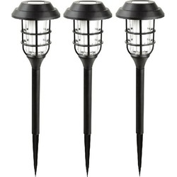 Benson Solar tuinlamp - 3x - zwart - LED flame effect - oplaadbaar - D12 x H43 cmA - Fakkels