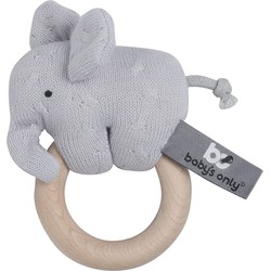 Baby's Only Houten baby rammelaar olifant gebreid - Zilvergrijs