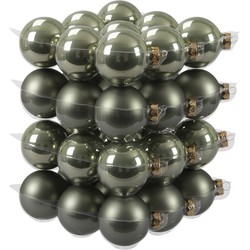 72x Glazen kerstballen mat/glans graniet groen 6 cm - Kerstbal