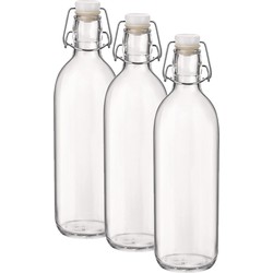 3x Limonadeflessen/waterflessen transparant 1 liter 28 cm - Weckpotten