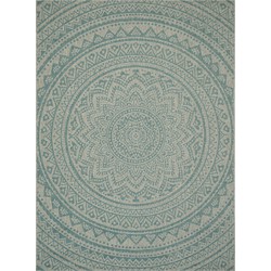 Safavieh Contemporary Indoor/Outdoor Woven Area Rug, Courtyard Collection, CY8734, in Light Grey & Aqua, 122 X 170 cm