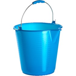 Kunststof emmer met schenktuit blauw 12 liter - Emmers