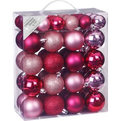 Inge Christmas Kerstballen - 50x st - roze mix - 4-6 cm - kunststof - Kerstbal